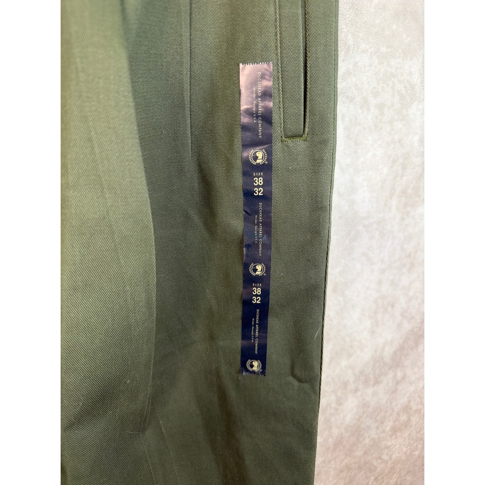 Duck Head Twill Pants Mens 38x32 Moss Green Double Pleat Cuffed Relaxed Fit NEW - Picture 3 of 6